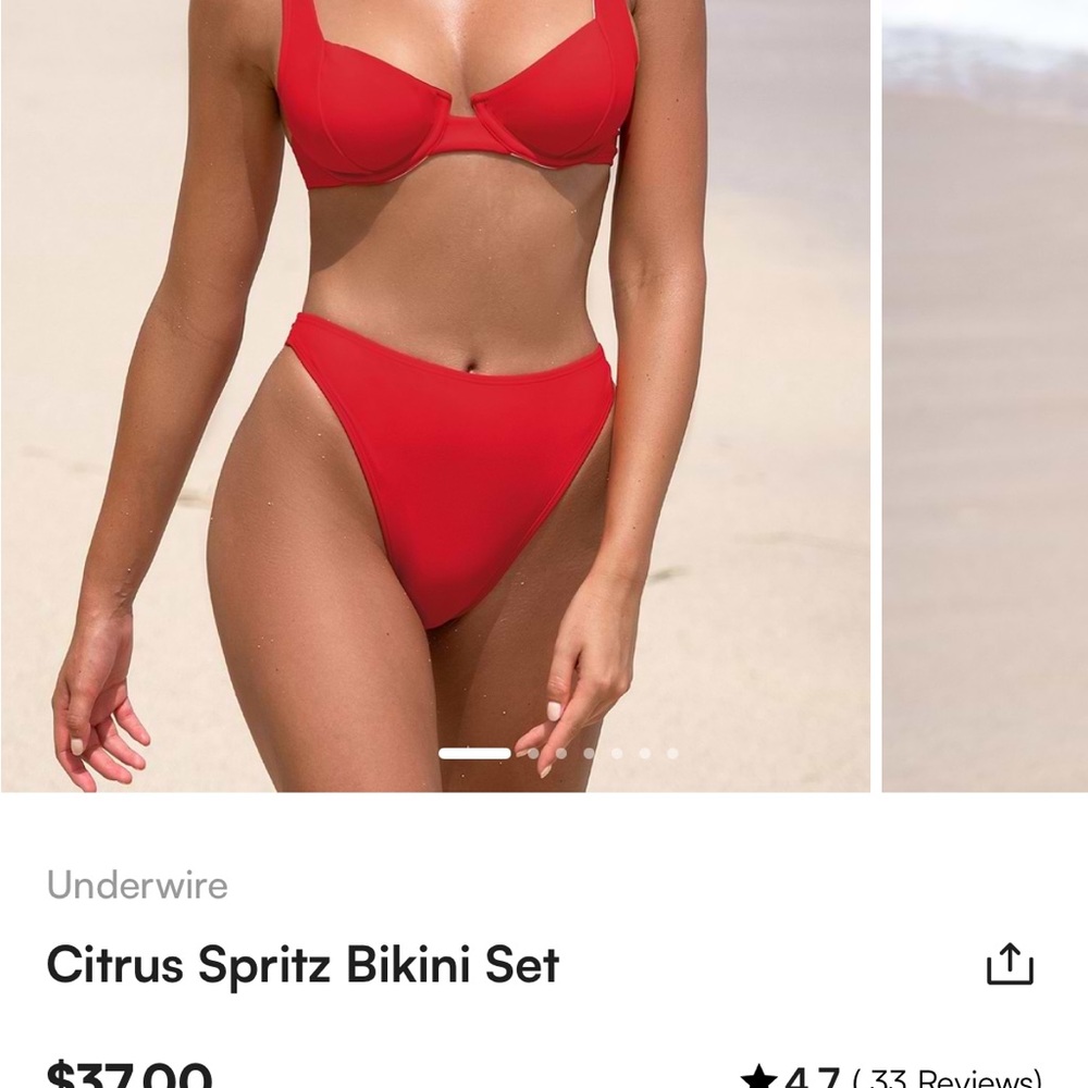 NWT Cupshe Vibrant Red Bikini Set